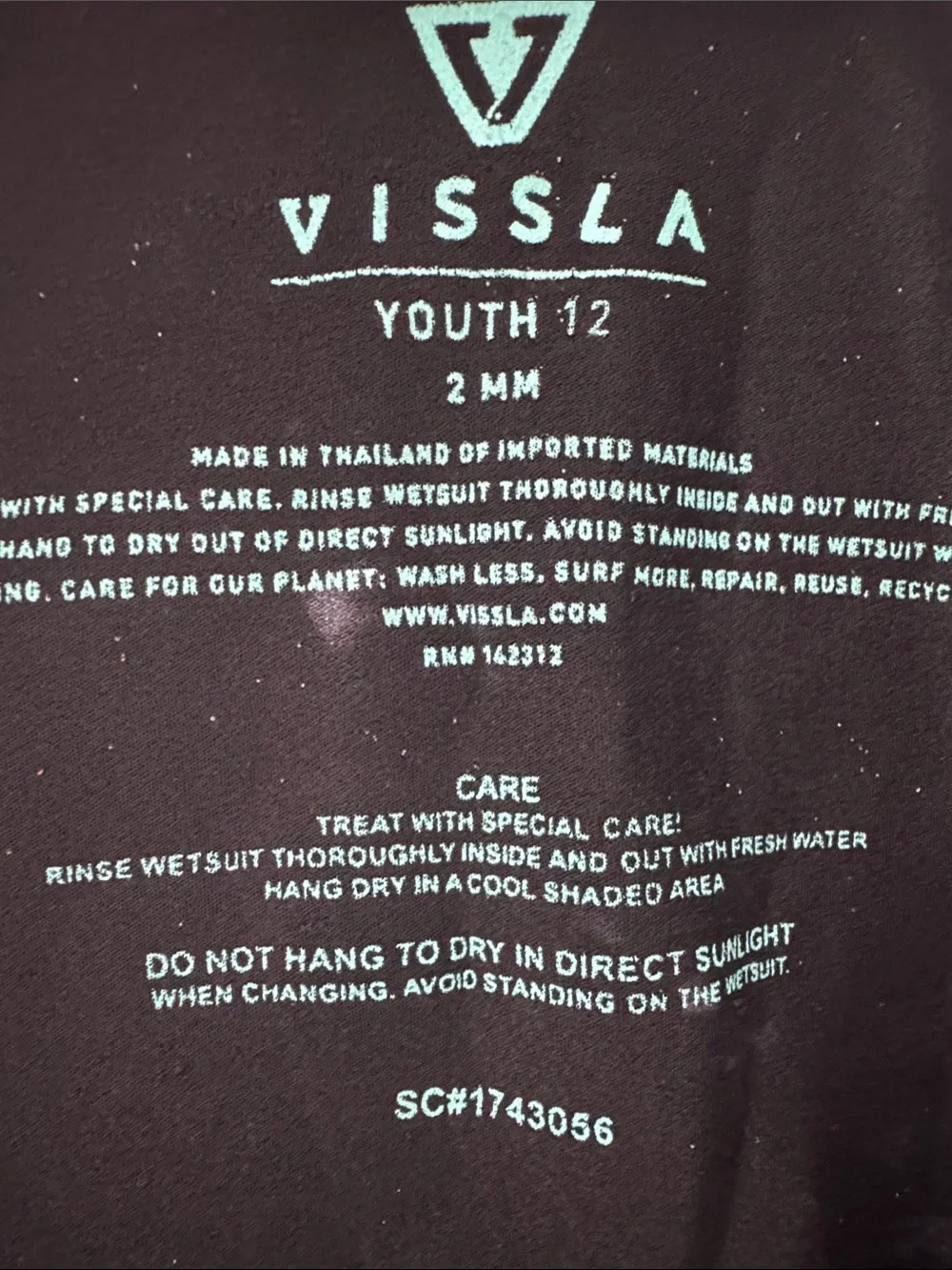 VISSLA Youth 12 2mm Front Zip WETSUIT TOP